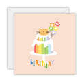 Happy Birthday Rainbow Cat Cake | Greetings Card