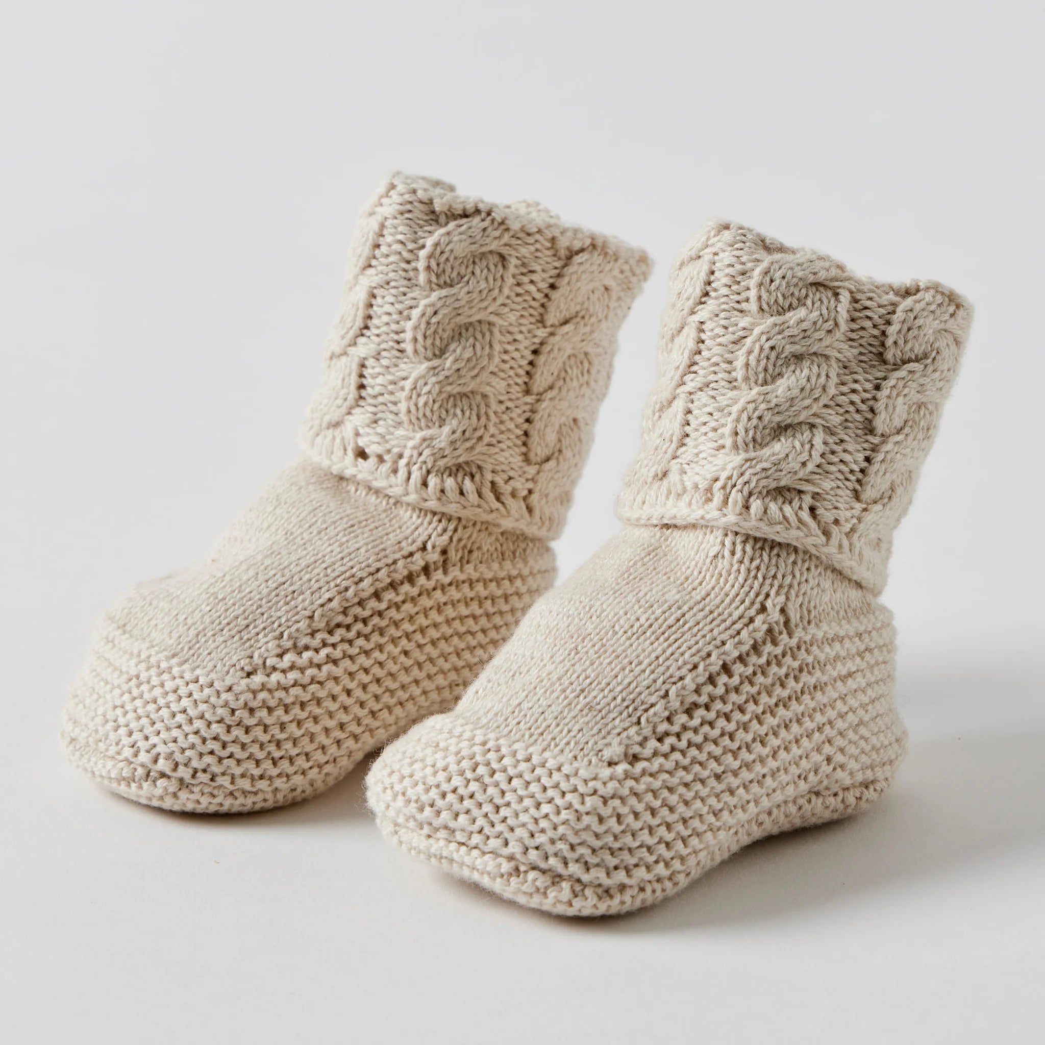 Jiggle & Giggle Cable Knit Booties | Natural
