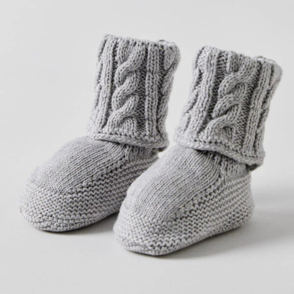 Jiggle & Giggle Cable Knit Booties | Grey