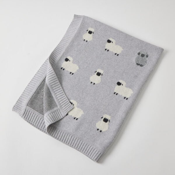 Little Meadows Knitted Baby Blanket | Grey