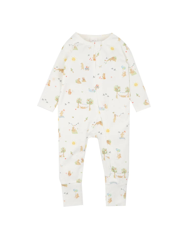 Bear Print Organic LS Zipsuit