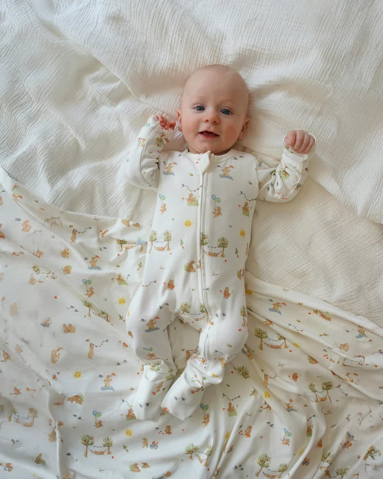 Bear Print Organic LS Zipsuit