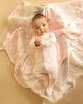 Pink Flower Organic Jacquard LS Onesie