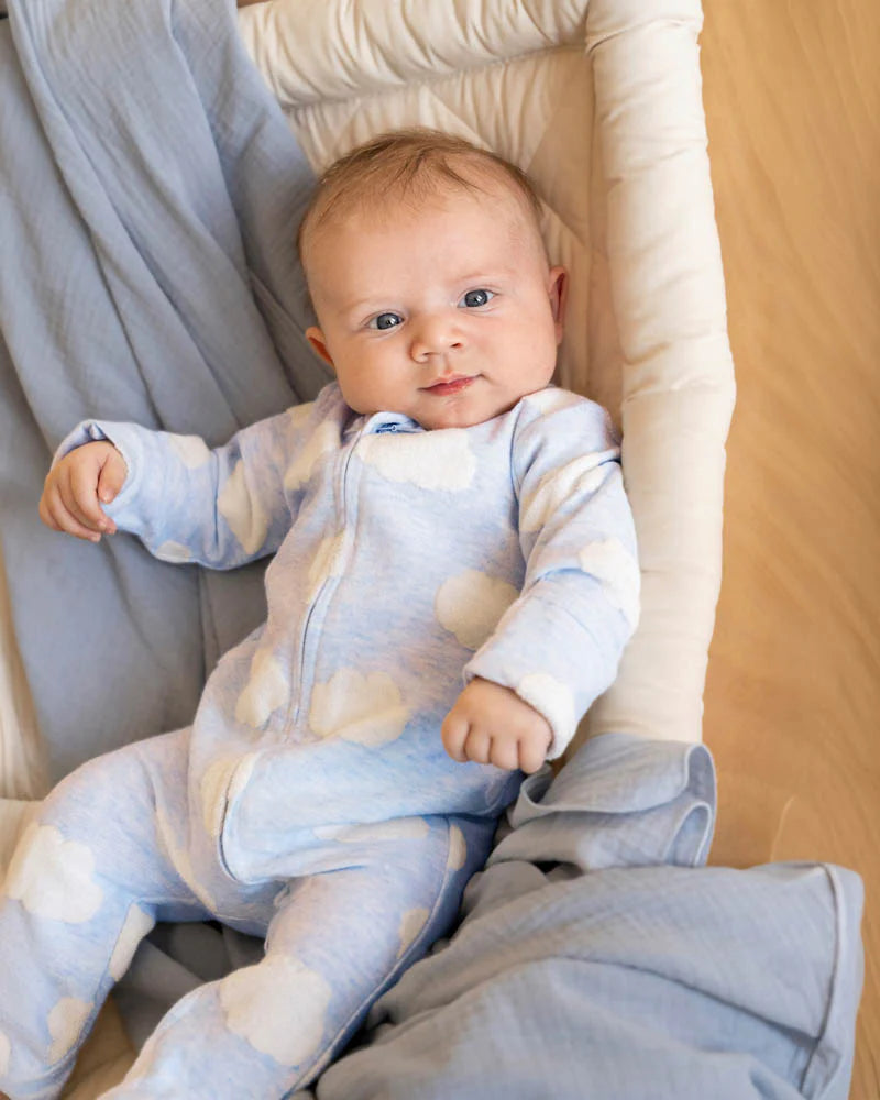 Blue Cloud Organic Jacquard LS Onesie