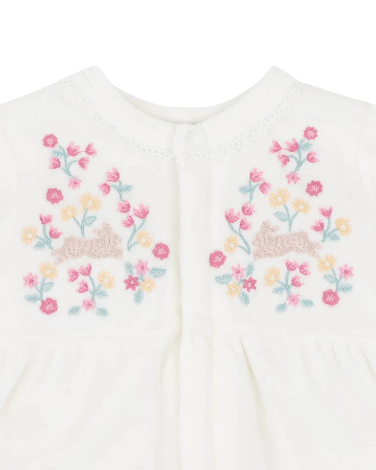 Winnie Embroidered Velour Zip Onesie