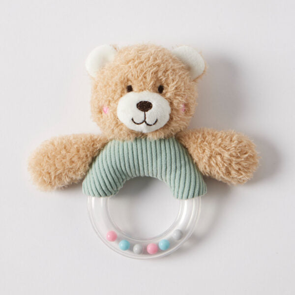Hugglies Teddy Bear Rattle - Sage | Jiggle & Giggle