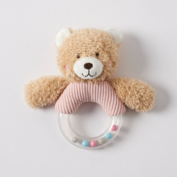 Hugglies Teddy Bear Rattle - Pink | Jiggle & Giggle