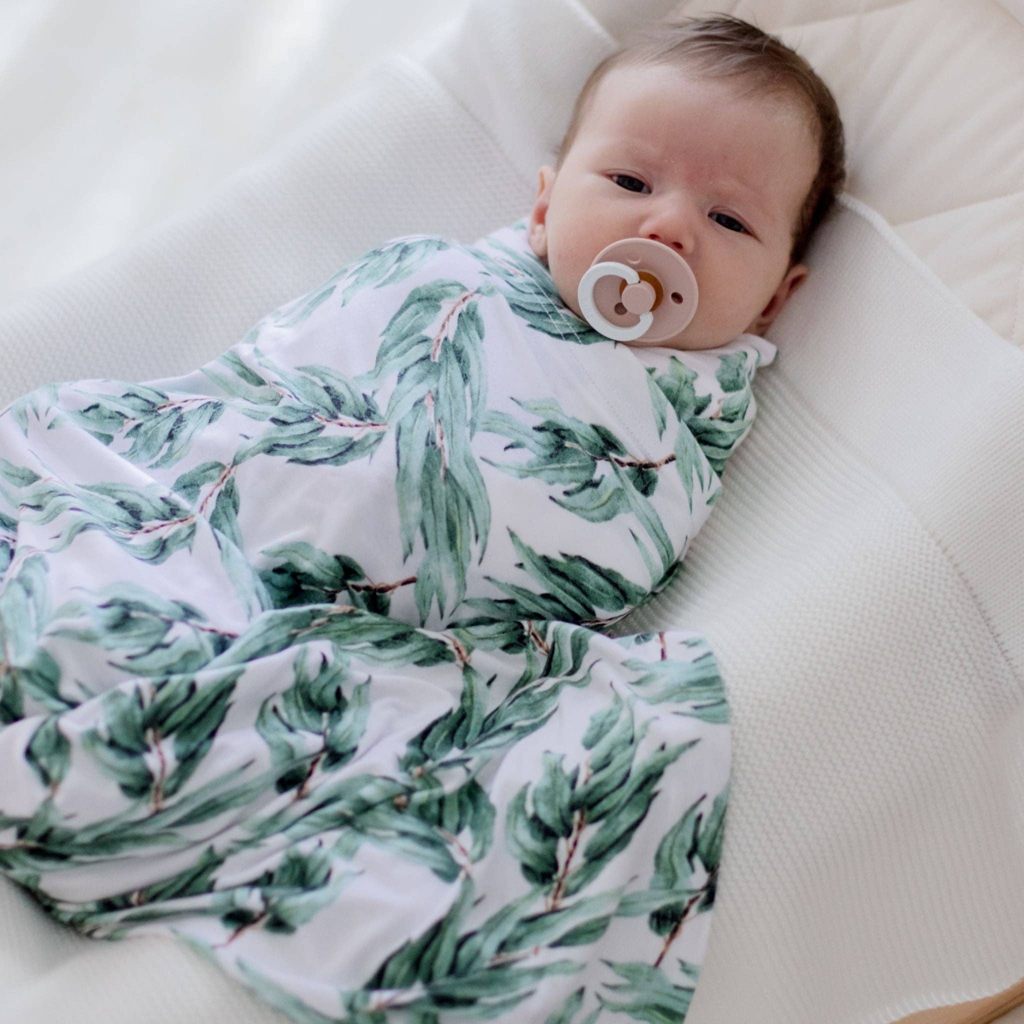 Stretchy Baby Swaddle Wrap | Blue Gum Leaf