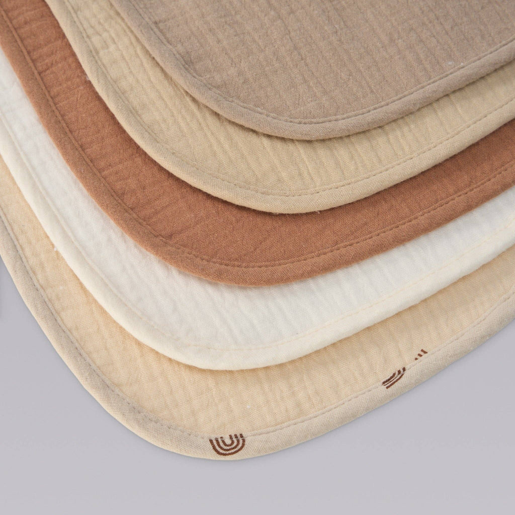 Organic Muslin Baby Bibs | Dusty Dunes 5 Pack