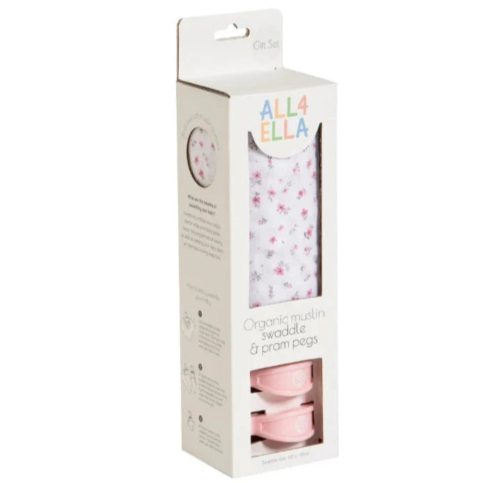 Swaddle & Pram Pegs Gift Set Pink Petals