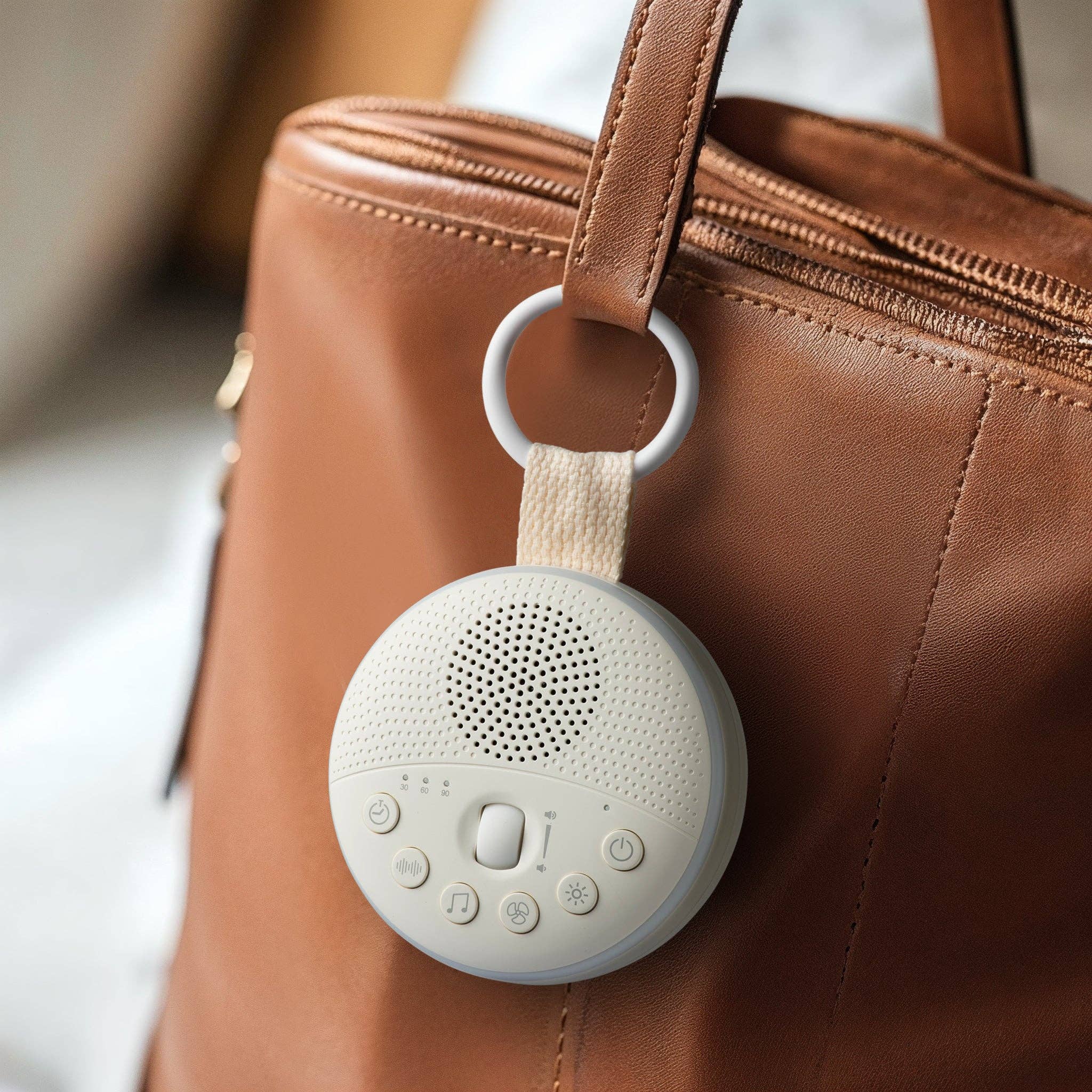 Portable Baby White Noise Machine & Night Light | White & Cream
