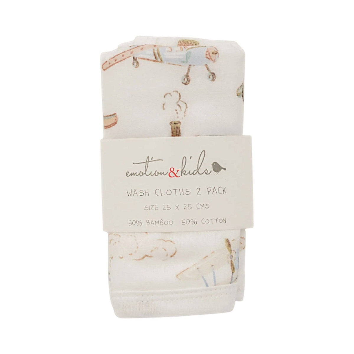Vintage Transport Baby Washcloths | 2 Pack