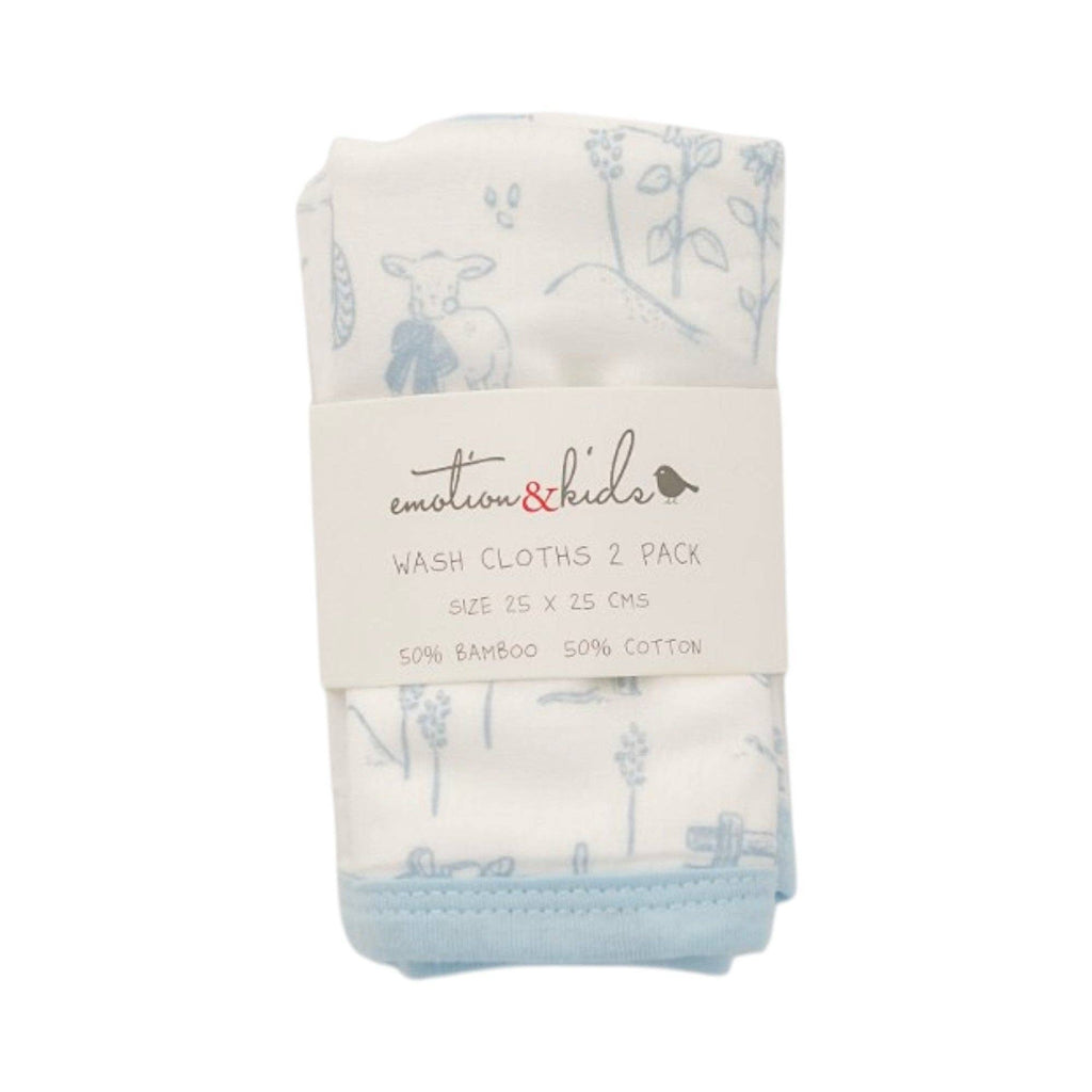 Dusty Blue Vintage Farm Baby Washcloths | 2 Pack