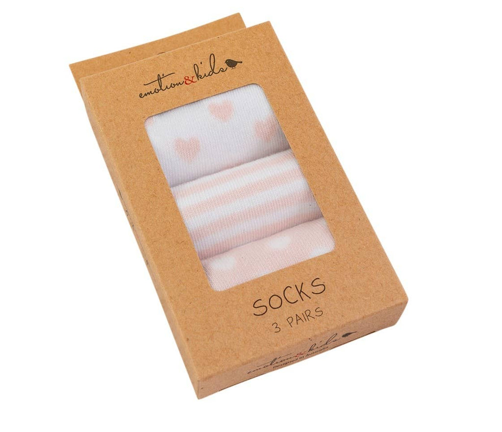Pink Stripes, Spots & Hearts socks | 3 pack