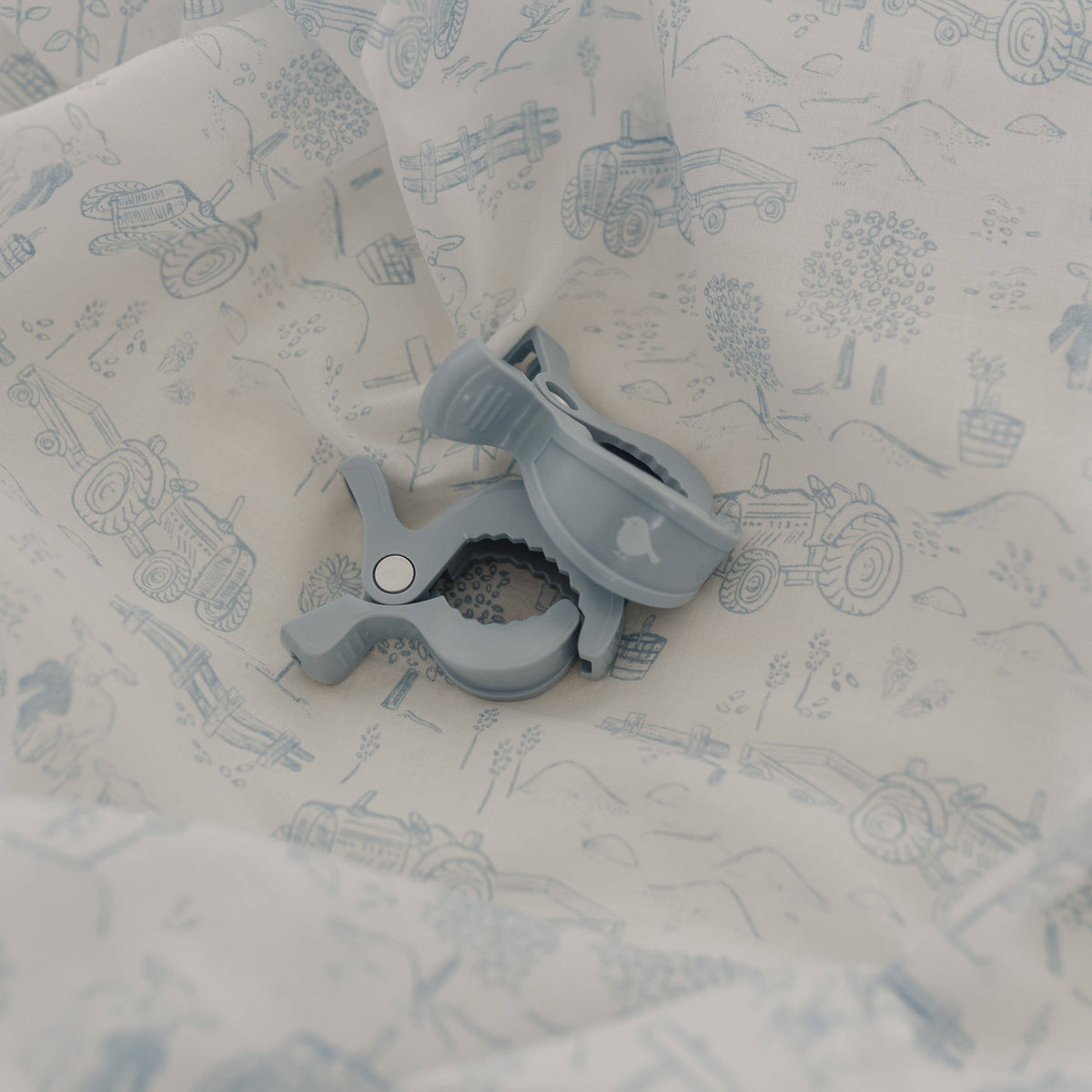 Dusty Blue Vintage Farm | Muslin Wrap & Pram Clip Set