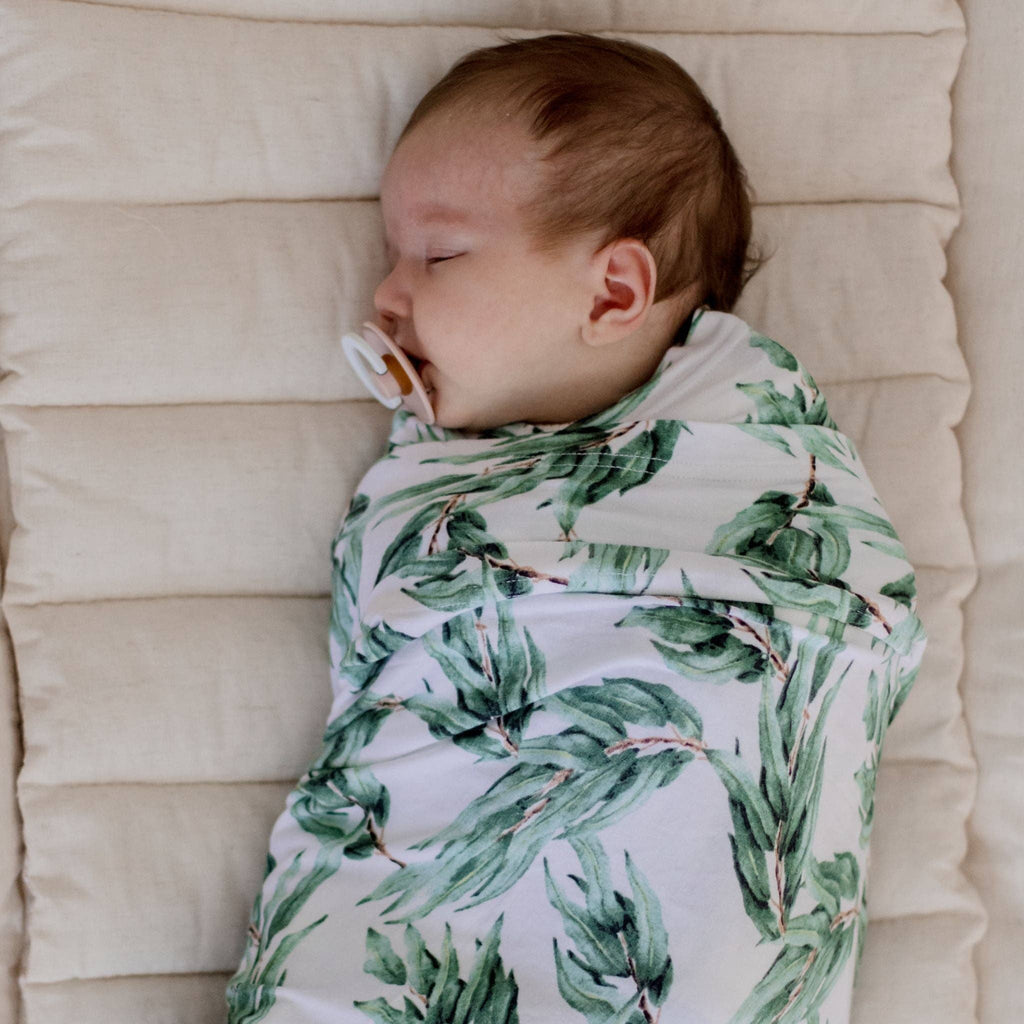 Stretchy Baby Swaddle Wrap | Blue Gum Leaf