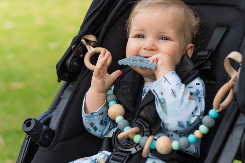 Rainbow Cloud Teether | Dusty Blue premium baby gift - Baba-lando