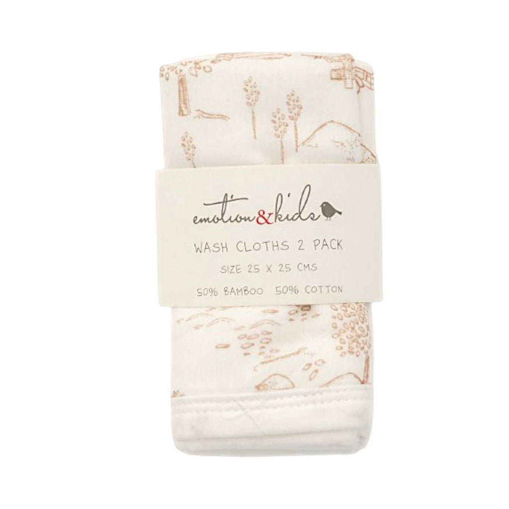 Latte Vintage Farm Baby Washcloths | 2 Pack