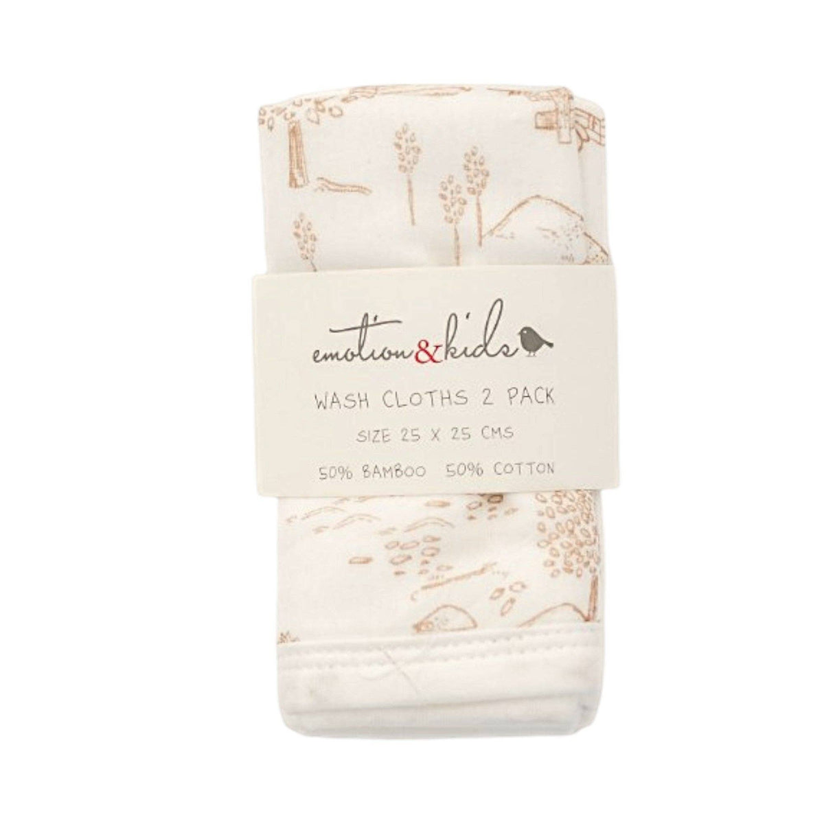 Latte Vintage Farm Baby Washcloths | 2 Pack