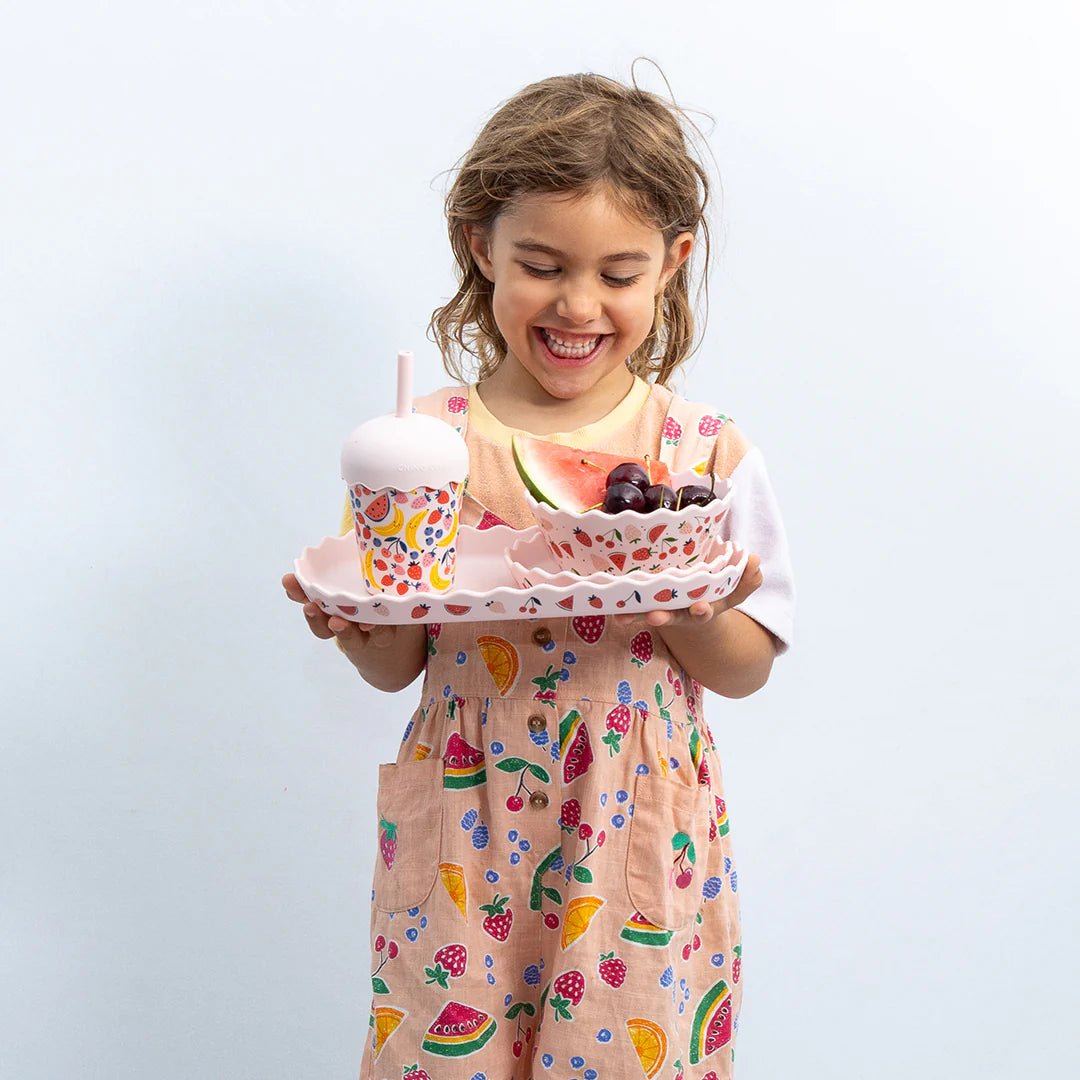 Dinner & Smoothie Bundle | Pink Fruits by Chino Club premium baby gift - Baba-lando