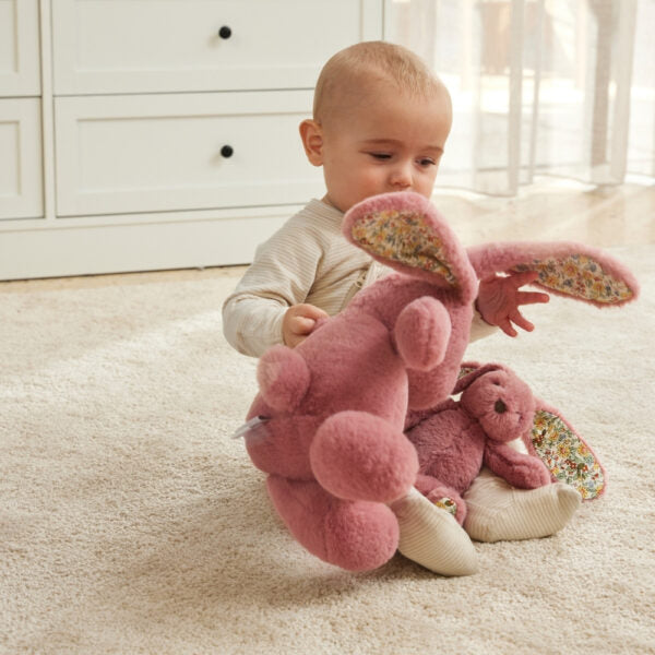 Raspberry Plush Bunny (floral ears) | Jiggle & Giggle | Medium