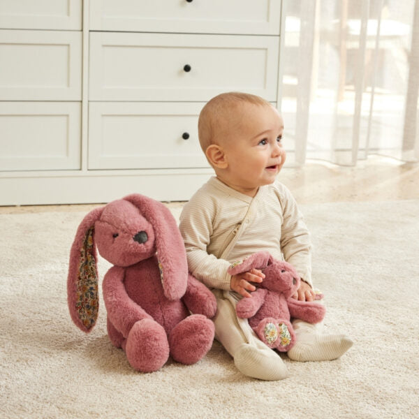 Raspberry Plush Bunny (floral ears) | Jiggle & Giggle | Medium